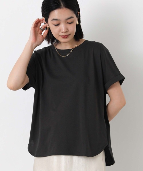 Gready Brilliant（グレディブリリアン）の「綿ジャージーラウンドヘムカットソー（Tシャツ/カットソー・レディース・チャコールグレー/オフホワイト/イエロー・38）」の19枚目の写真