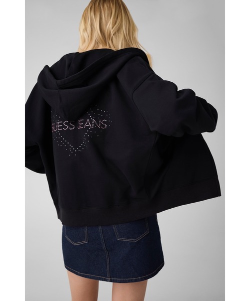 GUESS JEANS Rhinestone Zip Hoodie パーカー ジップアップ フーディー