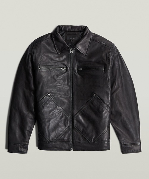 G-STAR（ジースター）の「Leather Bomber Jacket/ジップアップレザーブルゾン（ブルゾン・メンズ・ダークブラック・LARGE）」の6枚目の写真