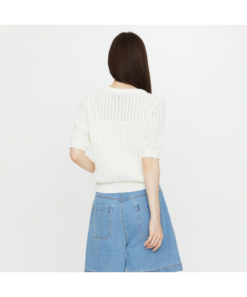 LAP(ラップ)の「ボタンポケット装飾カーディガン AS2KG462(カーディガン/ボレロ・レディース・ブラック/アイボリー・FREE)」の5枚目の写真