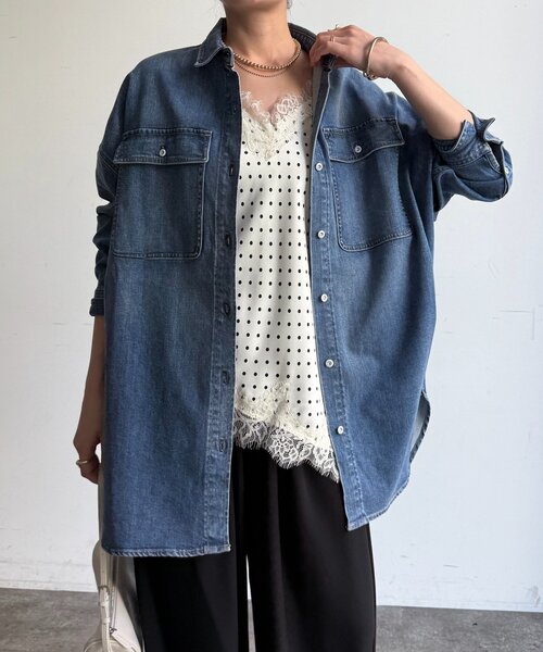 DouDou（ドゥドゥ）の「【Healthy denim】Almond（シャツ/ブラウス・レディース・ブルー・1）」の8枚目の写真