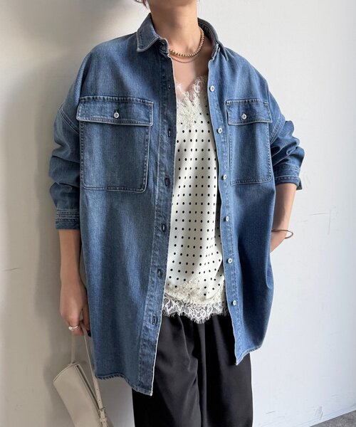 DouDou（ドゥドゥ）の「【Healthy denim】Almond（シャツ/ブラウス・レディース・ブルー・1）」の9枚目の写真