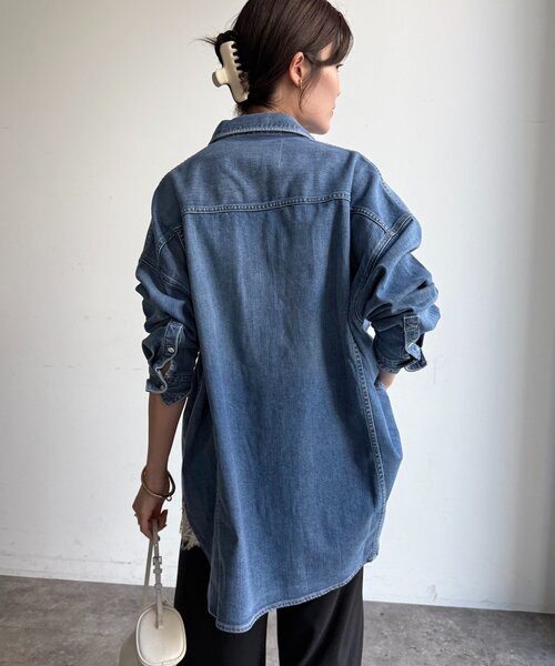DouDou（ドゥドゥ）の「【Healthy denim】Almond（シャツ/ブラウス・レディース・ブルー・1）」の10枚目の写真