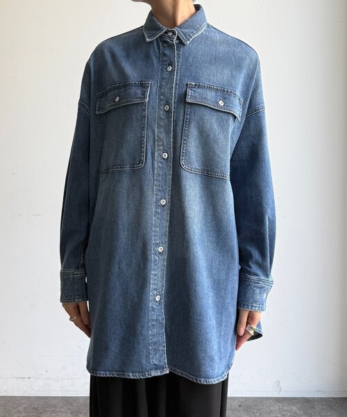 DouDou（ドゥドゥ）の「【Healthy denim】Almond（シャツ/ブラウス・レディース・ブルー・1）」の11枚目の写真