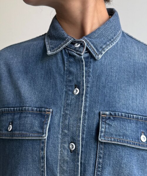 DouDou（ドゥドゥ）の「【Healthy denim】Almond（シャツ/ブラウス・レディース・ブルー・1）」の15枚目の写真