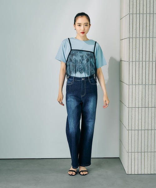 LEPSIM（レプシィム）の「ストレッチワイドストレートデニム　878928（デニムパンツ・レディース・インディゴブルー/ネイビー/ブラック・LARGE/MEDIUM）」の7枚目の写真