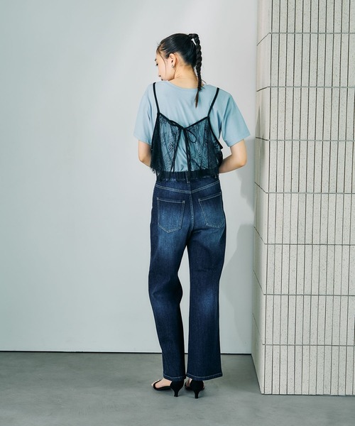 LEPSIM（レプシィム）の「ストレッチワイドストレートデニム　878928（デニムパンツ・レディース・インディゴブルー/ネイビー/ブラック・LARGE/MEDIUM）」の9枚目の写真