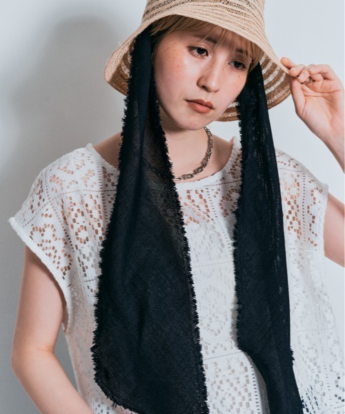 W:Huku(フーク)の「スクエアレース ノースリーブ トップス(Tシャツ/カットソー・レディース・ブラック/オフホワイト・FREE)」の18枚目の写真