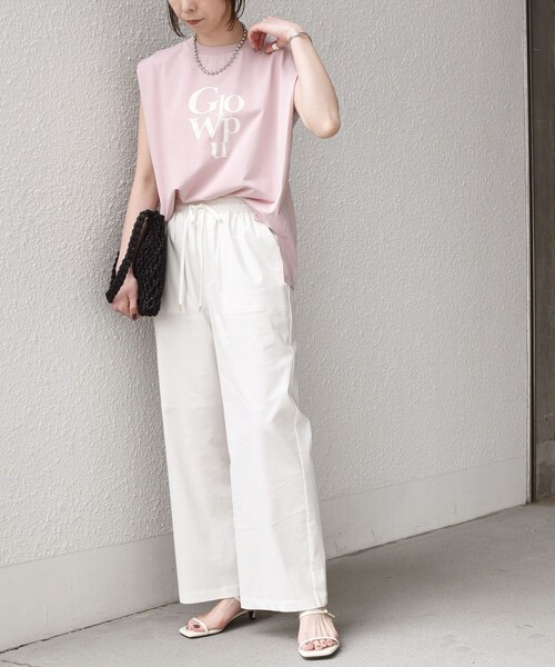 SHIPS Colors(シップス カラーズ)の「SHIPS Colors:〈接触冷感〉ショルダータック プリント トップス◇(Tシャツ/カットソー・レディース・ピンク/オフホワイト/ダークグレー・ONE SIZE)」の20枚目の写真