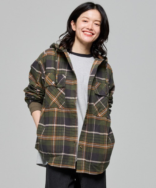 KRIFF MAYER Lady's Collection（クリフメイヤーレディースコレクション）の「ビエラフードシャツ（シャツ/ブラウス・レディース・ブラウン/オリーブ/ブラック/ナチュラル・LARGE/MEDIUM）」の4枚目の写真