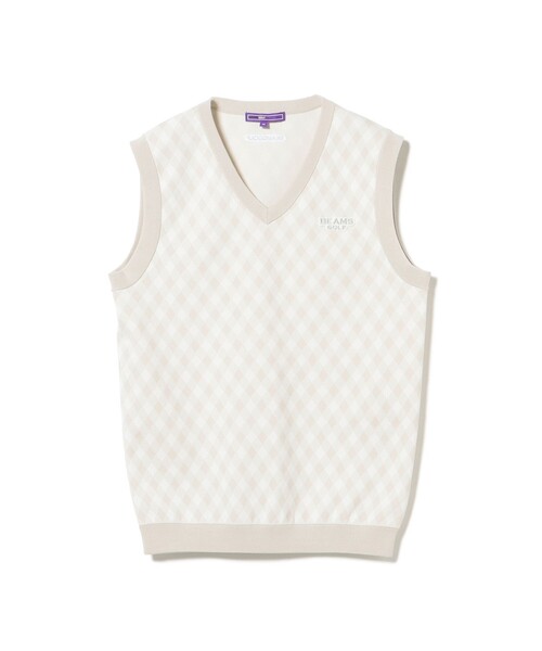 BEAMS GOLF(ビームスゴルフ)の「PURPLE LABEL / バイヤスチェック ニットベスト(ニット/セーター・メンズ・ネイビー/ホワイト系その他5・L/M/S/XL)」の2枚目の写真