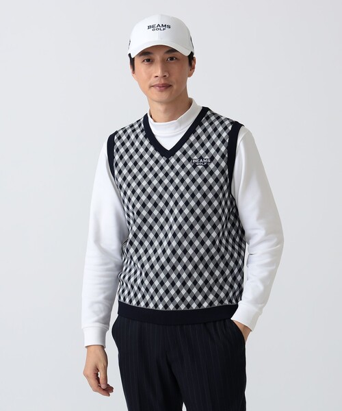BEAMS GOLF(ビームスゴルフ)の「PURPLE LABEL / バイヤスチェック ニットベスト(ニット/セーター・メンズ・ネイビー/ホワイト系その他5・L/M/S/XL)」の20枚目の写真