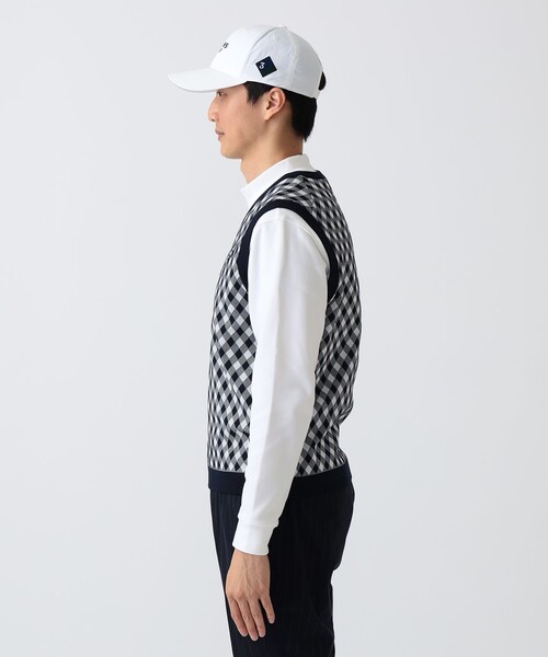 BEAMS GOLF(ビームスゴルフ)の「PURPLE LABEL / バイヤスチェック ニットベスト(ニット/セーター・メンズ・ネイビー/ホワイト系その他5・L/M/S/XL)」の4枚目の写真