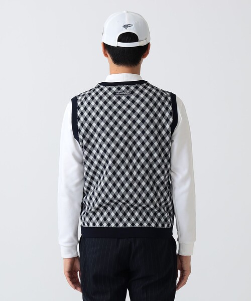 BEAMS GOLF(ビームスゴルフ)の「PURPLE LABEL / バイヤスチェック ニットベスト(ニット/セーター・メンズ・ネイビー/ホワイト系その他5・L/M/S/XL)」の5枚目の写真
