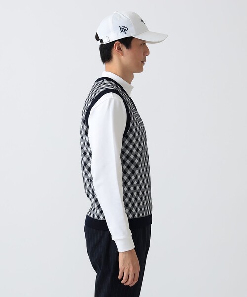 BEAMS GOLF(ビームスゴルフ)の「PURPLE LABEL / バイヤスチェック ニットベスト(ニット/セーター・メンズ・ネイビー/ホワイト系その他5・L/M/S/XL)」の6枚目の写真