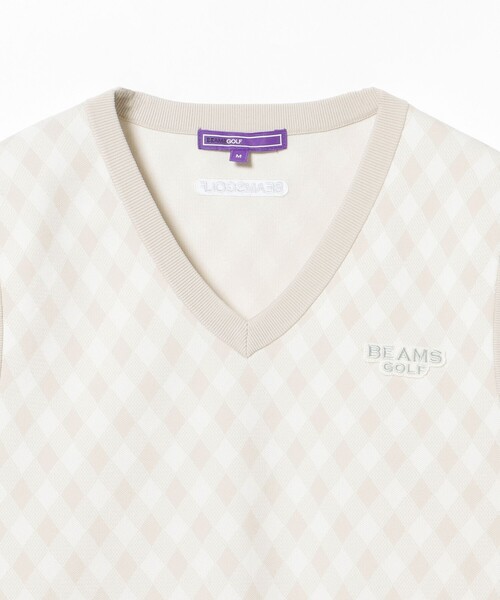 BEAMS GOLF(ビームスゴルフ)の「PURPLE LABEL / バイヤスチェック ニットベスト(ニット/セーター・メンズ・ネイビー/ホワイト系その他5・L/M/S/XL)」の8枚目の写真