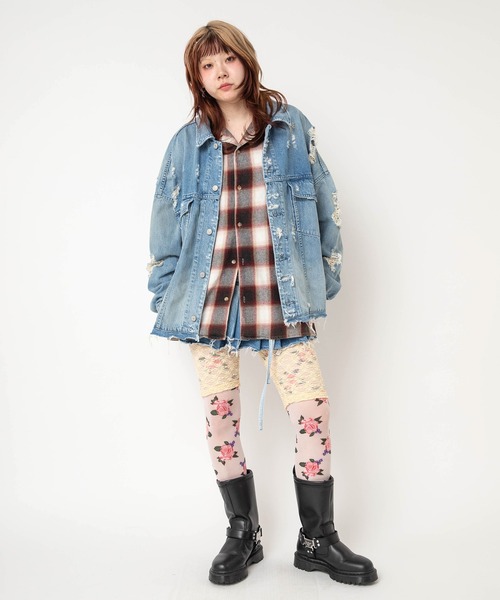 RNA（アールエヌエー）の「J2195 ワイドBIG Gジャン（デニムジャケット・レディース・ライトインディゴブルー・MEDIUM）」の9枚目の写真