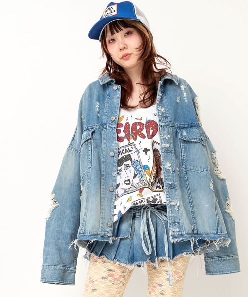 RNA（アールエヌエー）の「J2195 ワイドBIG Gジャン（デニムジャケット・レディース・ライトインディゴブルー・MEDIUM）」の22枚目の写真