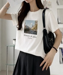 きれいめに着映える◎【街並みフォトプリント ベーシック Tシャツ】