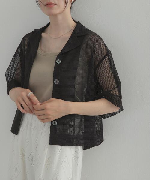 URBAN RESEARCH DOORS(アーバンリサーチドアーズ)の「オープンカラーメッシュシャツ(シャツ/ブラウス・レディース・ブラウン/ブラック・FREE)」の2枚目の写真