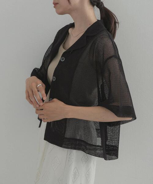 URBAN RESEARCH DOORS(アーバンリサーチドアーズ)の「オープンカラーメッシュシャツ(シャツ/ブラウス・レディース・ブラウン/ブラック・FREE)」の3枚目の写真