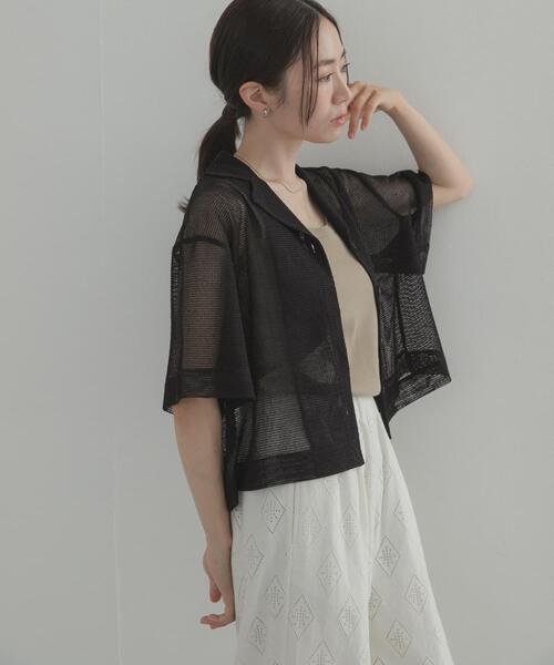 URBAN RESEARCH DOORS(アーバンリサーチドアーズ)の「オープンカラーメッシュシャツ(シャツ/ブラウス・レディース・ブラウン/ブラック・FREE)」の7枚目の写真
