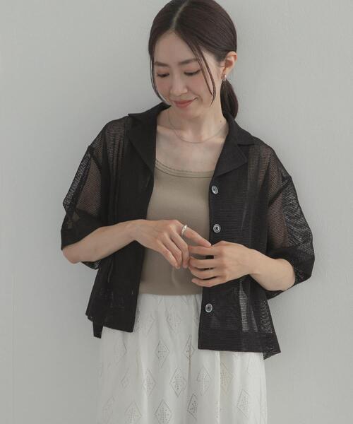 URBAN RESEARCH DOORS(アーバンリサーチドアーズ)の「オープンカラーメッシュシャツ(シャツ/ブラウス・レディース・ブラウン/ブラック・FREE)」の17枚目の写真