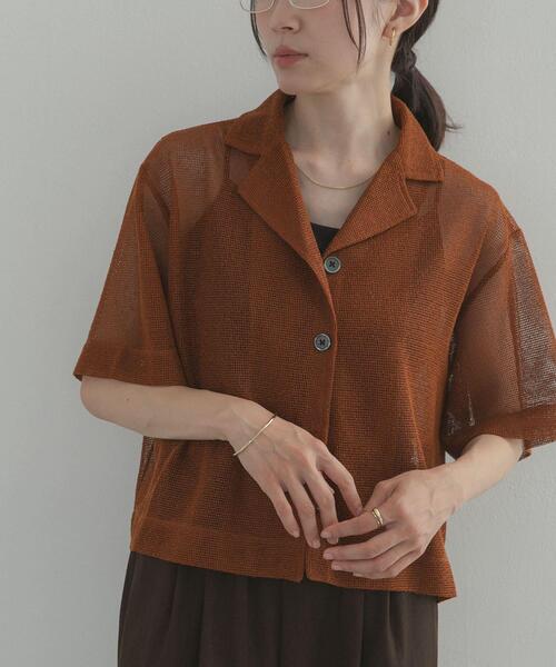 URBAN RESEARCH DOORS(アーバンリサーチドアーズ)の「オープンカラーメッシュシャツ(シャツ/ブラウス・レディース・ブラウン/ブラック・FREE)」の22枚目の写真