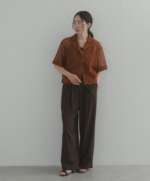 URBAN RESEARCH DOORS(アーバンリサーチドアーズ)の「オープンカラーメッシュシャツ(シャツ/ブラウス・レディース・ブラウン/ブラック・FREE)」の8枚目の写真