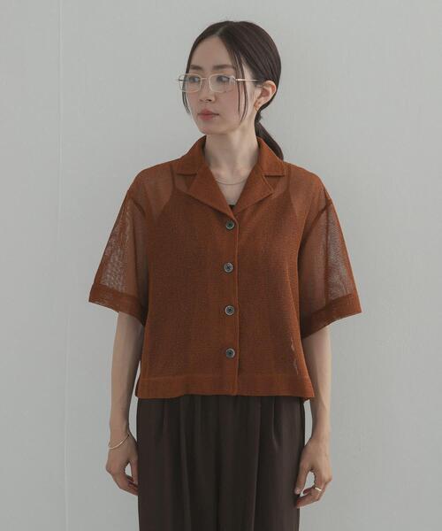 URBAN RESEARCH DOORS(アーバンリサーチドアーズ)の「オープンカラーメッシュシャツ(シャツ/ブラウス・レディース・ブラウン/ブラック・FREE)」の9枚目の写真