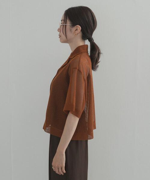 URBAN RESEARCH DOORS(アーバンリサーチドアーズ)の「オープンカラーメッシュシャツ(シャツ/ブラウス・レディース・ブラウン/ブラック・FREE)」の10枚目の写真