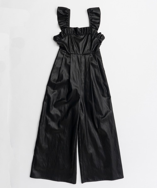 MAISON SPECIAL(メゾンスペシャル)の「【2026Autumn PRE-ORDER】Vegan Leather Frill Rompers/ヴィーガンレザーフリルロンパース(サロペット/オーバーオール・レディース・ブラック/ブラウン・36/38)」の14枚目の写真