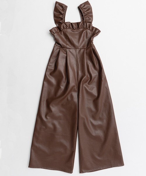 MAISON SPECIAL(メゾンスペシャル)の「【2026Autumn PRE-ORDER】Vegan Leather Frill Rompers/ヴィーガンレザーフリルロンパース(サロペット/オーバーオール・レディース・ブラック/ブラウン・36/38)」の15枚目の写真