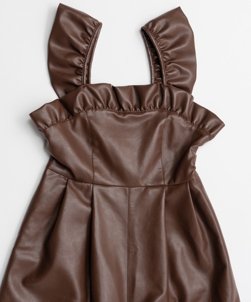 MAISON SPECIAL(メゾンスペシャル)の「【2026Autumn PRE-ORDER】Vegan Leather Frill Rompers/ヴィーガンレザーフリルロンパース(サロペット/オーバーオール・レディース・ブラック/ブラウン・36/38)」の16枚目の写真