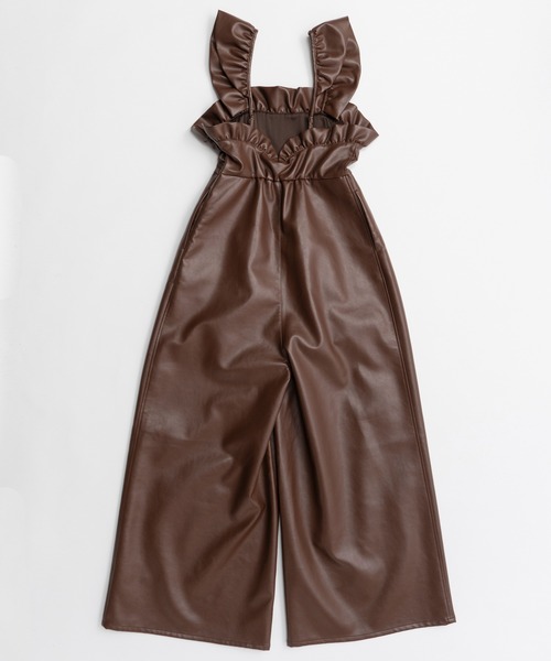 MAISON SPECIAL(メゾンスペシャル)の「【2026Autumn PRE-ORDER】Vegan Leather Frill Rompers/ヴィーガンレザーフリルロンパース(サロペット/オーバーオール・レディース・ブラック/ブラウン・36/38)」の20枚目の写真
