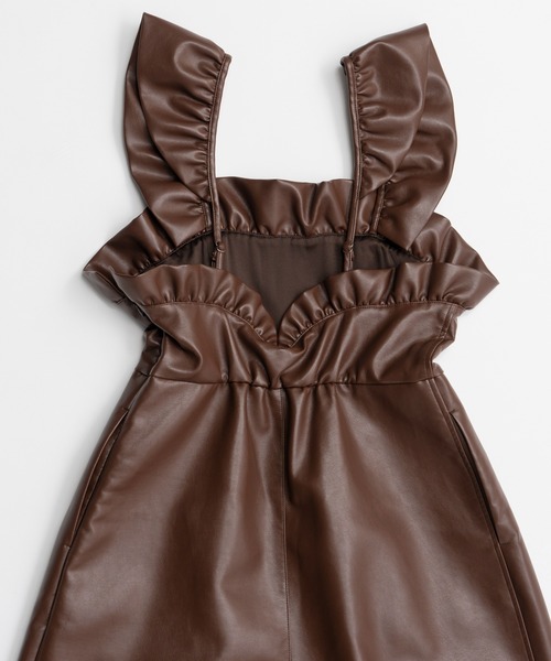 MAISON SPECIAL(メゾンスペシャル)の「【2026Autumn PRE-ORDER】Vegan Leather Frill Rompers/ヴィーガンレザーフリルロンパース(サロペット/オーバーオール・レディース・ブラック/ブラウン・36/38)」の21枚目の写真