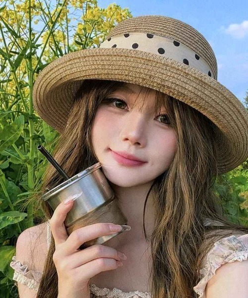 Chapeau d' O 麦わら帽子　ドット　リボン セール】ドットリボン麦わらハット（ハット）｜maison de LATIR