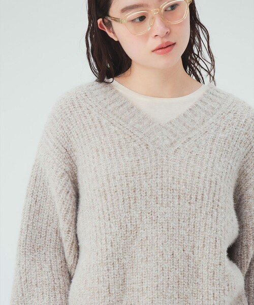 BEAMS HEART（ビームスハート）の「Vネック シャギー プルオーバー（ニット/セーター・レディース・ブラウン系その他2/イエロー/チャコールグレー・FREE）」の13枚目の写真