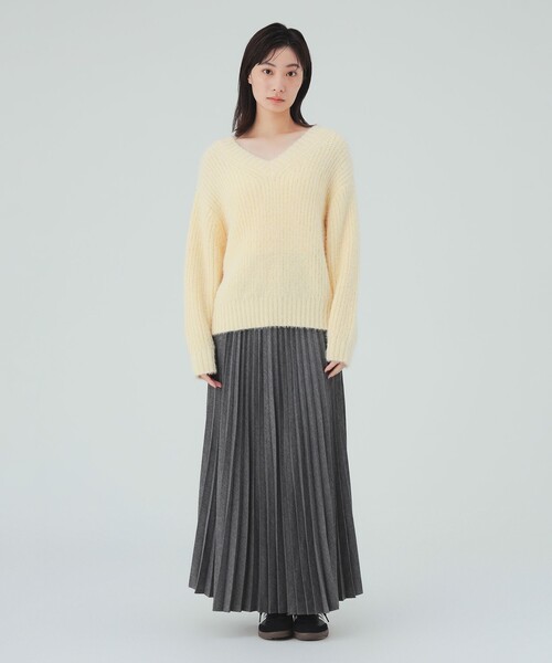 BEAMS HEART（ビームスハート）の「Vネック シャギー プルオーバー（ニット/セーター・レディース・ブラウン系その他2/イエロー/チャコールグレー・FREE）」の14枚目の写真