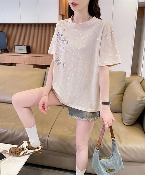 Girly Doll（ガーリードール）の「プリントTシャツ（Tシャツ/カットソー・レディース・ベージュ/ホワイト・M/L）」の4枚目の写真