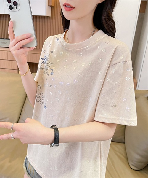 Girly Doll（ガーリードール）の「プリントTシャツ（Tシャツ/カットソー・レディース・ベージュ/ホワイト・M/L）」の7枚目の写真