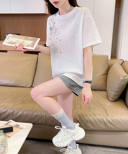 Girly Doll（ガーリードール）の「プリントTシャツ（Tシャツ/カットソー・レディース・ベージュ/ホワイト・M/L）」の9枚目の写真