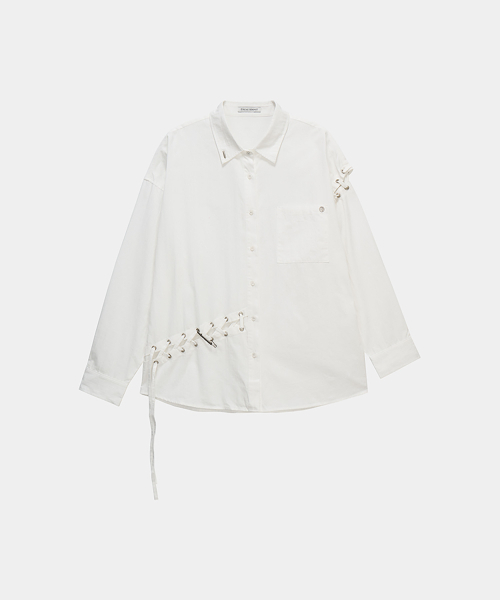 ETRE AU SOMMET（エトレオソメ）の「Eyelet Point Oversized Shirt (Black)（シャツ/ブラウス・レディース・ブラック・FREE）」の4枚目の写真
