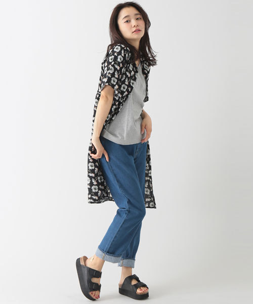 E hyphen world gallery(イーハイフンワールドギャラリー)の「SS ジョーゼット花柄ドットPtワンピース(ワンピース・レディース・ブラック/オフホワイト・FREE)」の2枚目の写真