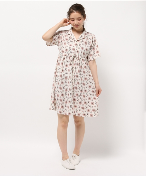 E hyphen world gallery(イーハイフンワールドギャラリー)の「SS ジョーゼット花柄ドットPtワンピース(ワンピース・レディース・ブラック/オフホワイト・FREE)」の7枚目の写真