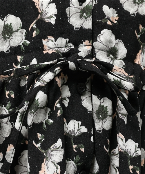 E hyphen world gallery(イーハイフンワールドギャラリー)の「SS ジョーゼット花柄ドットPtワンピース(ワンピース・レディース・ブラック/オフホワイト・FREE)」の6枚目の写真