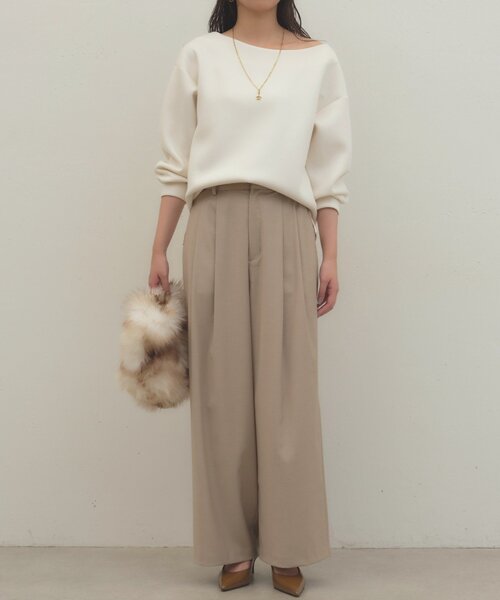 LOUNGEDRESS(ラウンジドレス)の「《履くだけで美シルエット》タックワイドパンツ(その他パンツ・レディース・ベージュ/グレー/ピンク・38/36)」の12枚目の写真