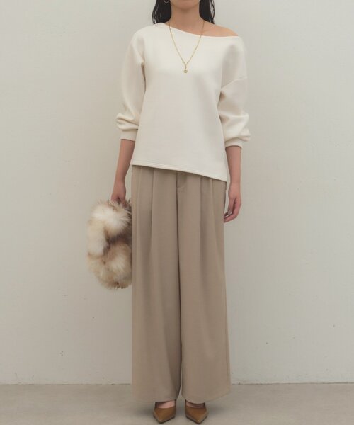 LOUNGEDRESS(ラウンジドレス)の「《履くだけで美シルエット》タックワイドパンツ(その他パンツ・レディース・ベージュ/グレー/ピンク・38/36)」の13枚目の写真