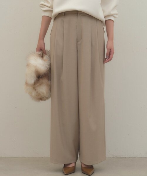 LOUNGEDRESS(ラウンジドレス)の「《履くだけで美シルエット》タックワイドパンツ(その他パンツ・レディース・ベージュ/グレー/ピンク・38/36)」の16枚目の写真