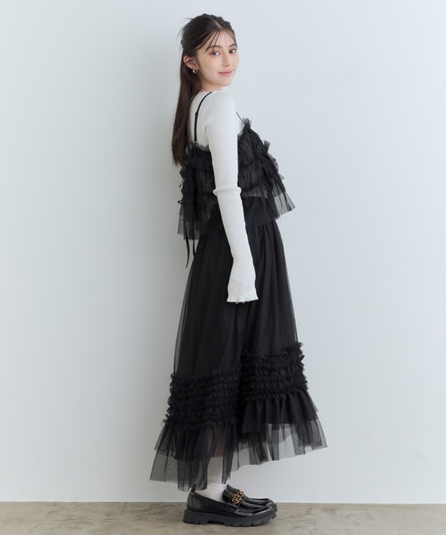 Tiny EDEN（タイニーエデン）の「【中野恵那 着用】チュールレイヤードキャミソール（前後2WAY）（キャミソール・レディース・グレー/ブラック・FREE）」の19枚目の写真